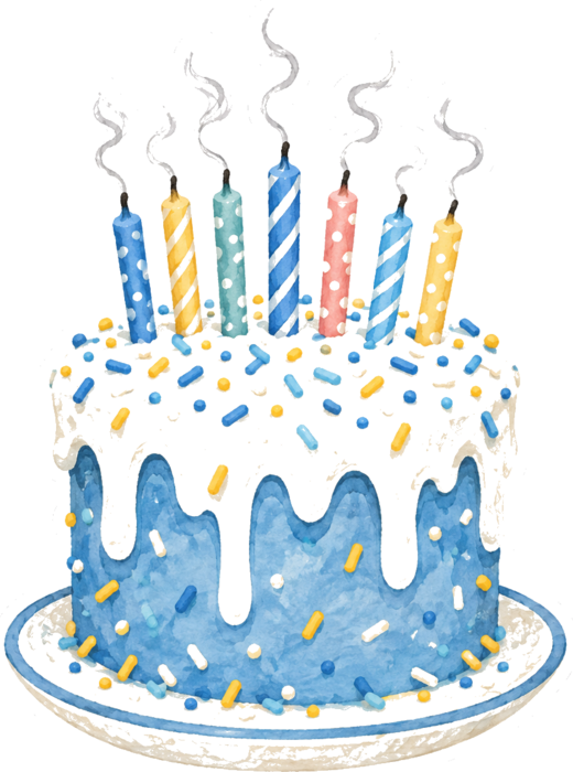 birthday cake with blown candles