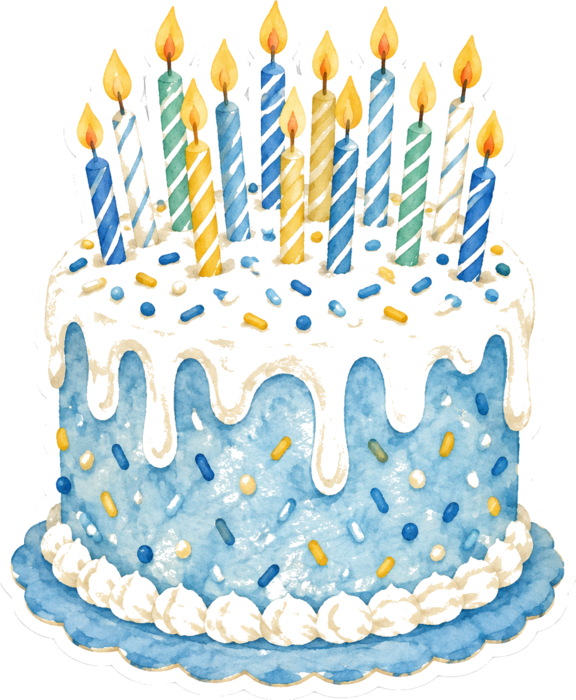 birthday cake with lit candles